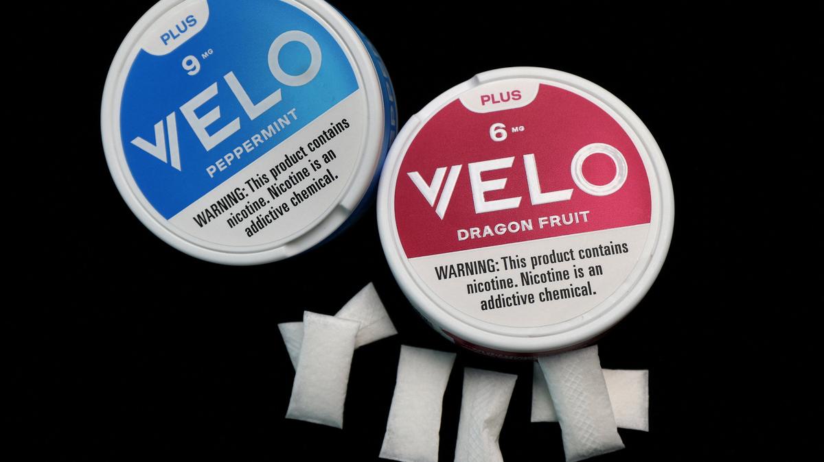 Packages of Velo nicotine pouches in a photo illustration in New York City, U.S., March 27, 2026. REUTERS/Mike Segar