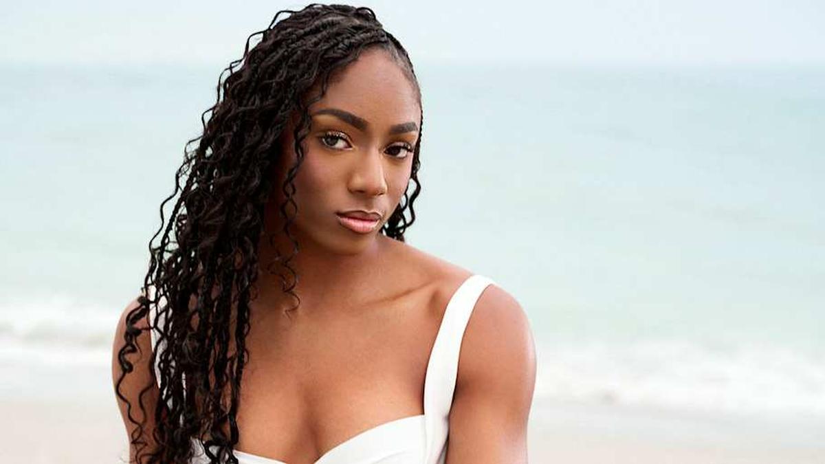  American track and field sprinter Melissa Jefferson-Wooden poses for the 2026 SI Swimsuit issue. | Katherine Goguen/Sports Illustrated 