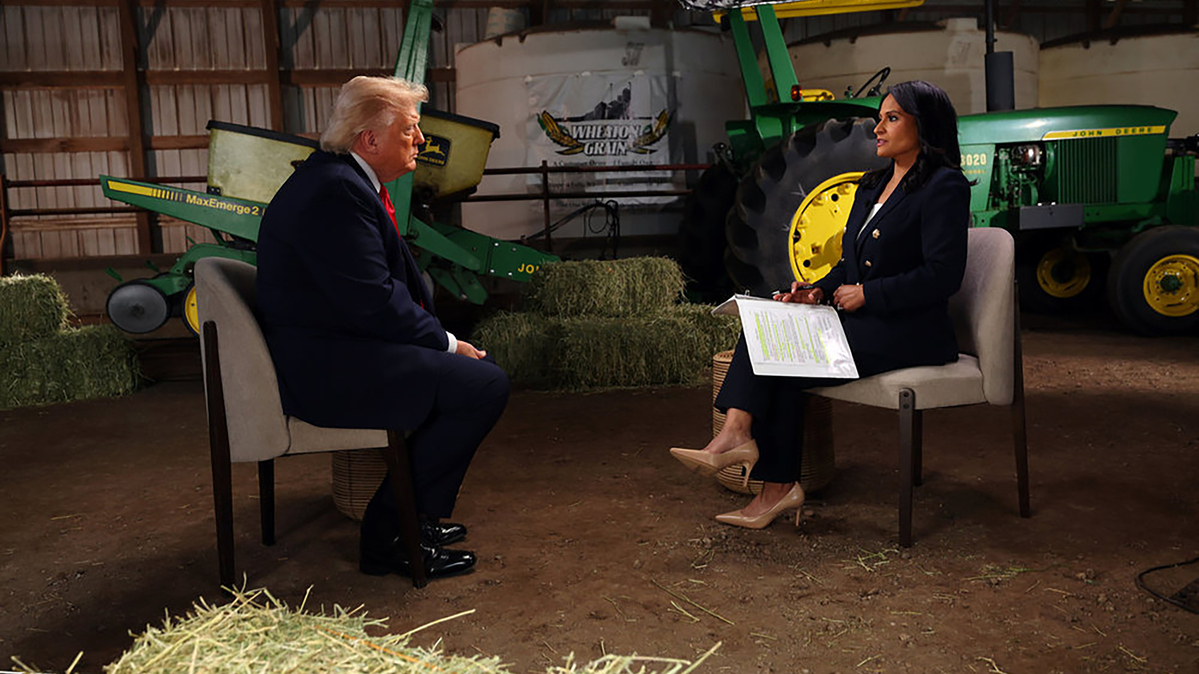 President Trump walked out of an interview with ‘Meet the Press’ host Kristen Welker, right, that aired Sunday, June 7, 2026, on NBC. (Adam Bettcher/NBC/TNS)