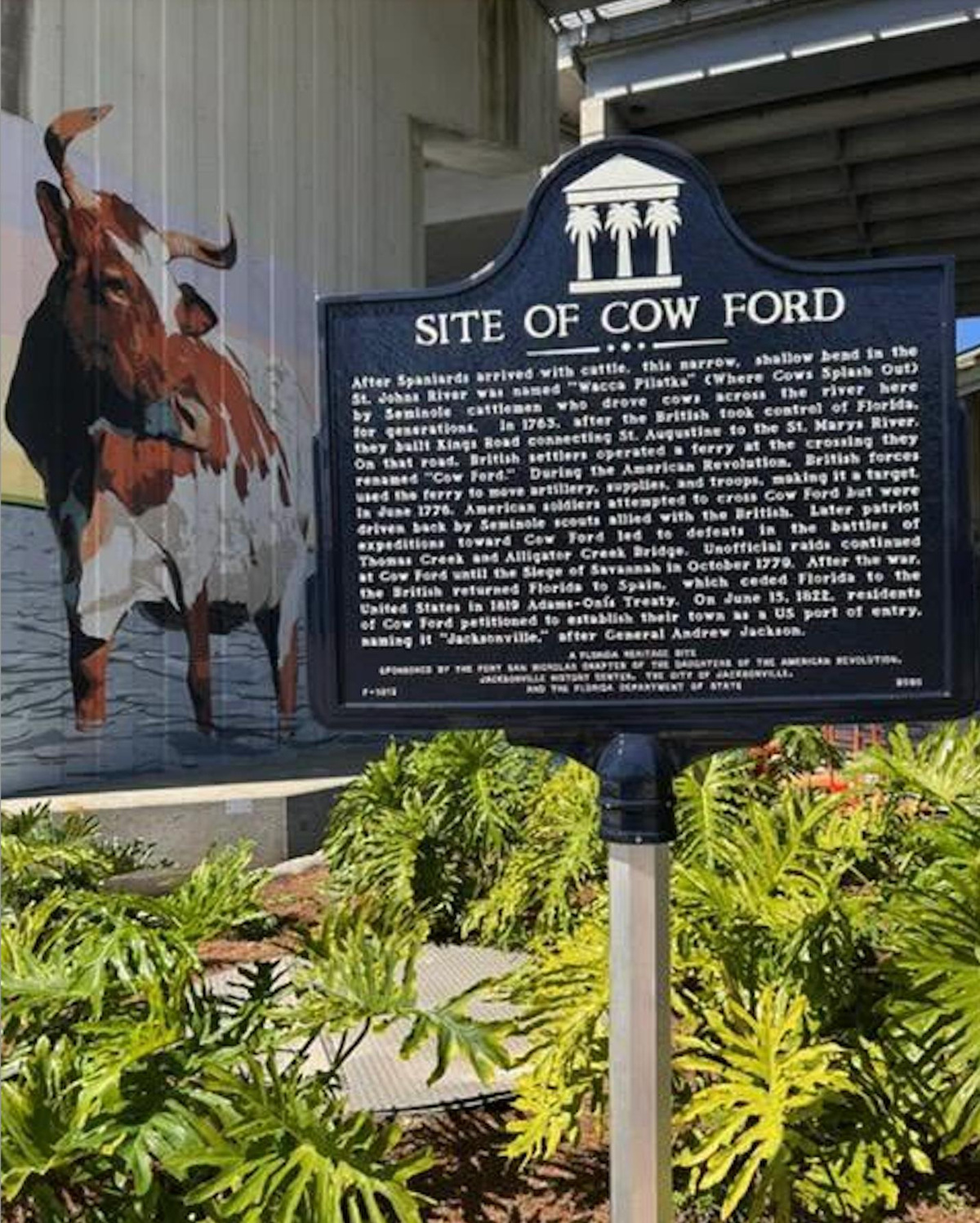 A new historical marker has been placed in the Northbank Riverwalk's Corkscrew Park commemorating the role Cow Ford, the original name for Jacksonville, played in the Revolutionary War.