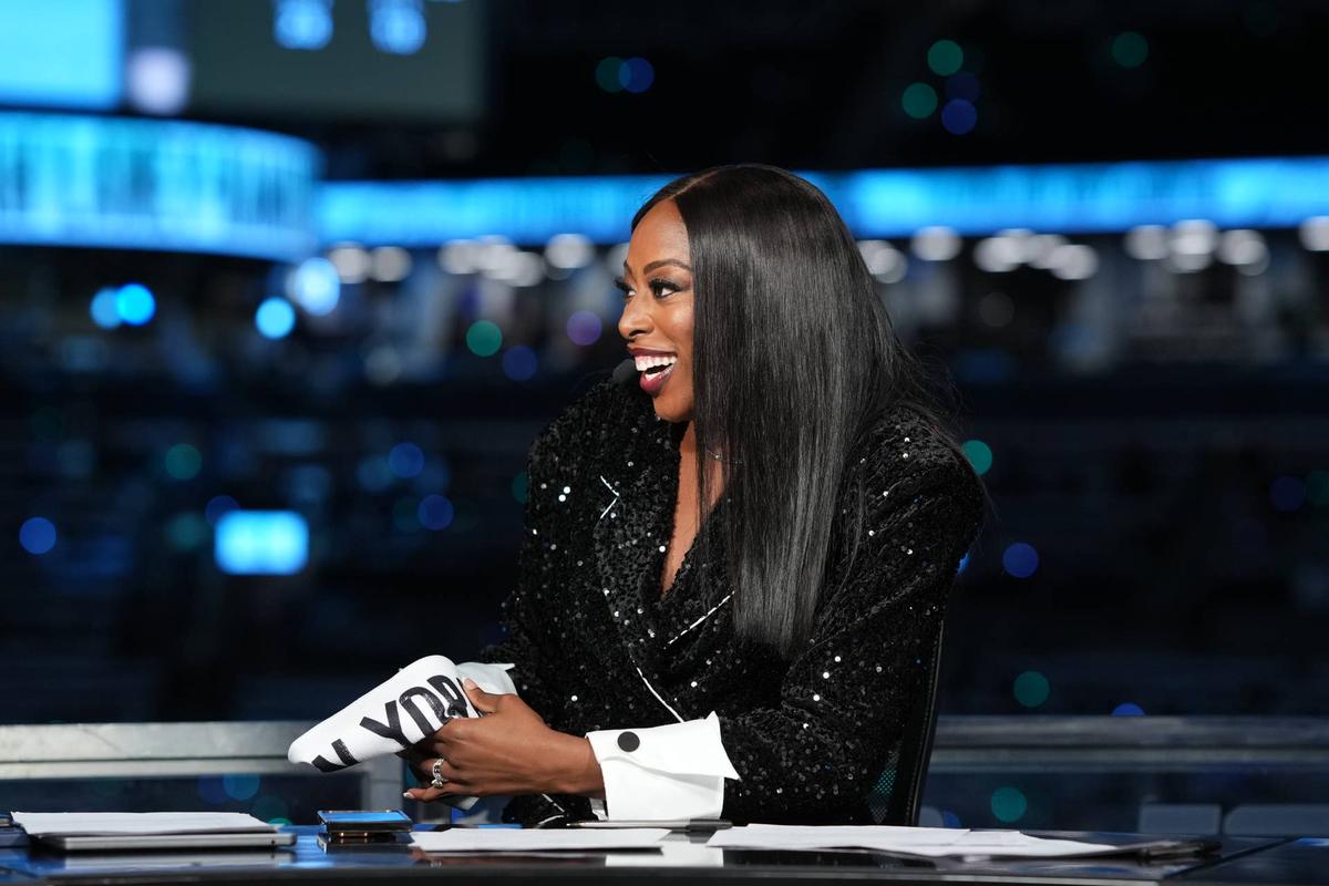  BROOKLYN, NY - OCTOBER 10: Chiney Ogwumike smiles before the game between the Minnesota Lynx and the New York Liberty during Game One of the 2024 WNBA Finals on October 10, 2024 at the Barclays Center in Brooklyn, New York. (Photo by Catalina Fragoso/NBAE via Getty Images) 