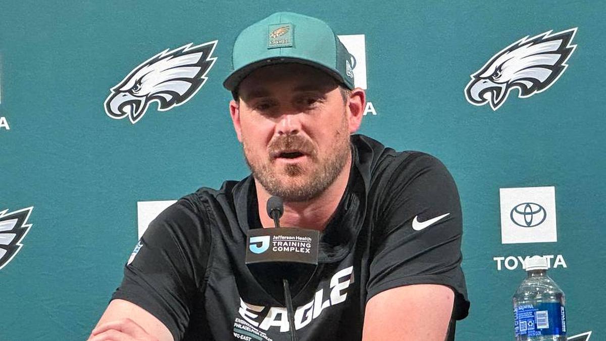  Sean Mannion meets with reporters on May 21, 2026. | John McMullen/Eagles On SI 