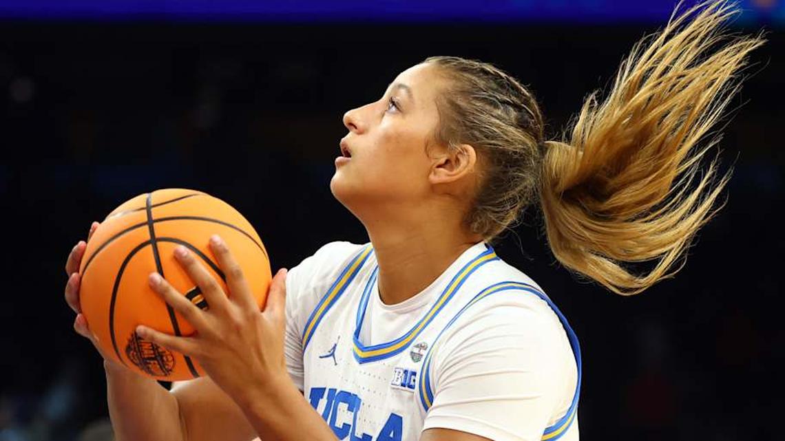  Apr 5, 2026; Phoenix, AZ, USA; UCLA Bruins forward Sienna Betts (16) against the South Carolina Gamecocks during the National Championship game of the women's 2026 NCAA Tournament at Mortgage Matchup Center. Mandatory Credit: Mark J. Rebilas-Imagn Images | Mark J. Rebilas-Imagn Images 