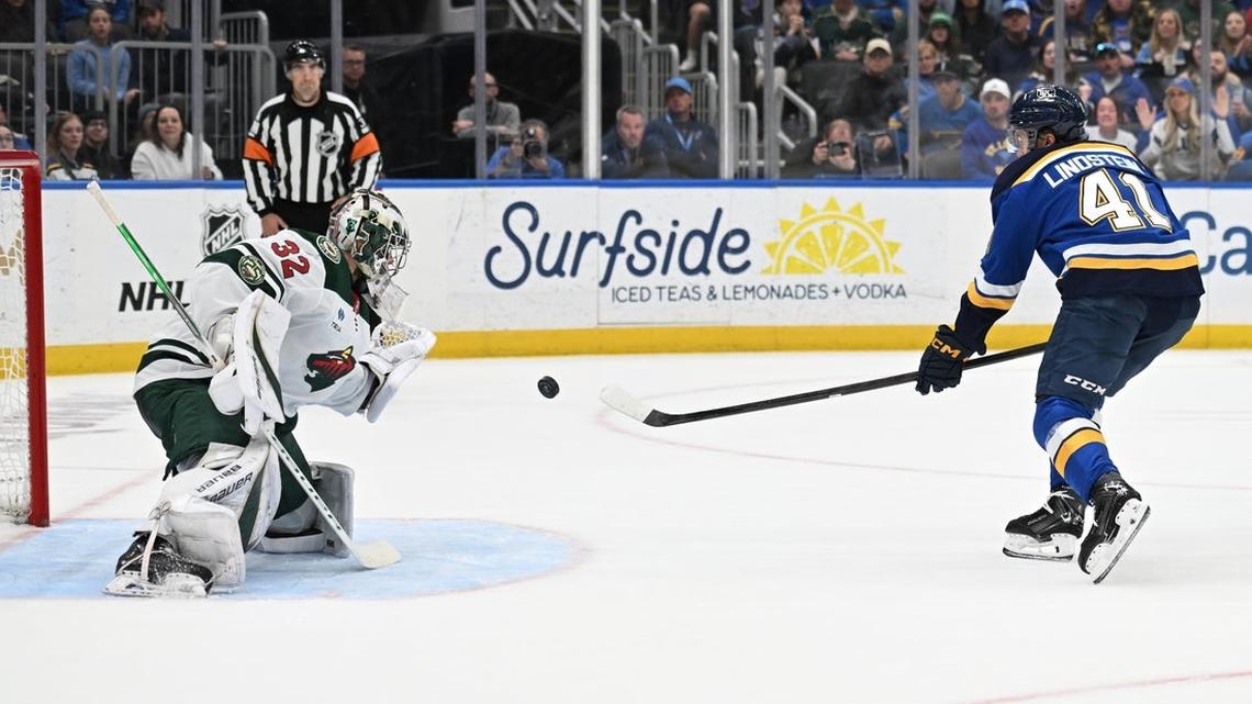 Six different Blues score in comeback victory over Wild 