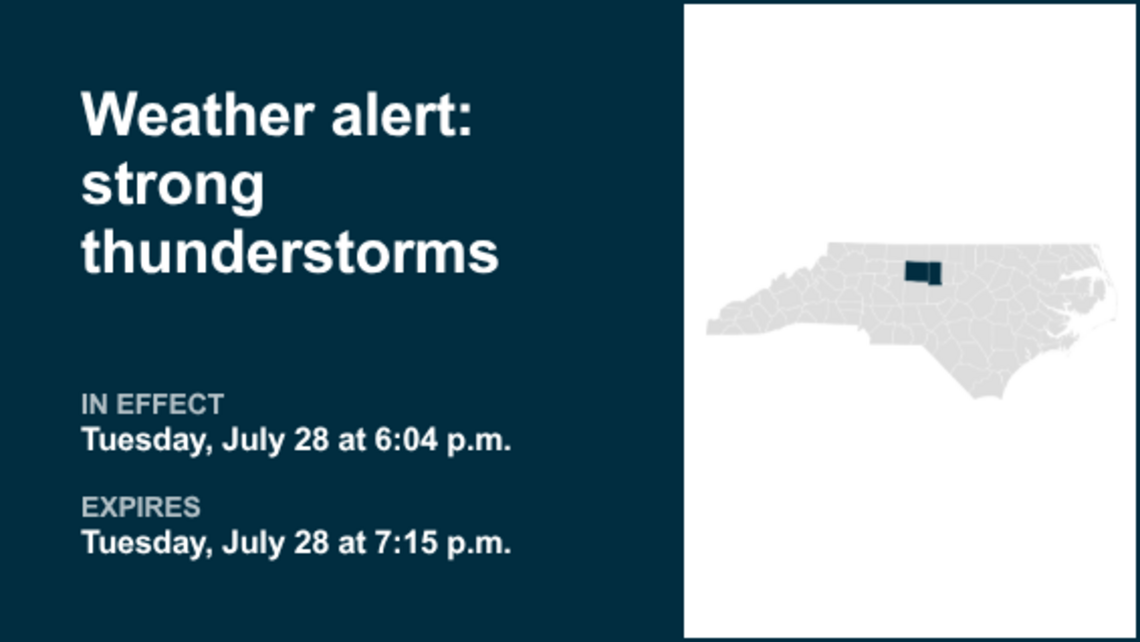 UPDATE: Weather alert affecting the Piedmont region Tuesday evening, says the NWS 
