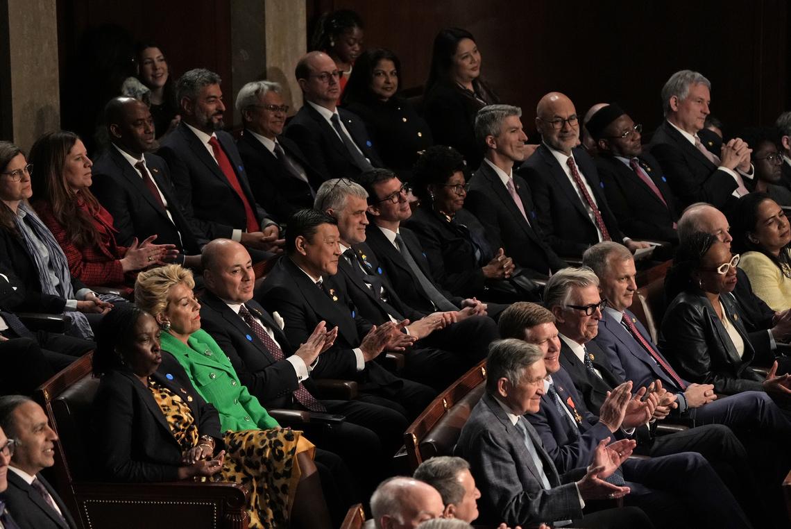 Attendees listen as King Charles III addresses a joint meeting of Congress in honor of the 250th anniversary of American independence at the Capitol in Washington, on Tuesday, April 28, 2026. (Salwan Georges/The New York Times)