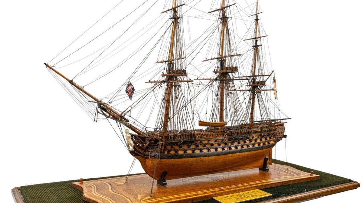 Margaret Thatcher's personal model of Britain's most famous naval ship, HMS Victory, sold for a large sum. (Sloane Street Auctions via SWNS). 