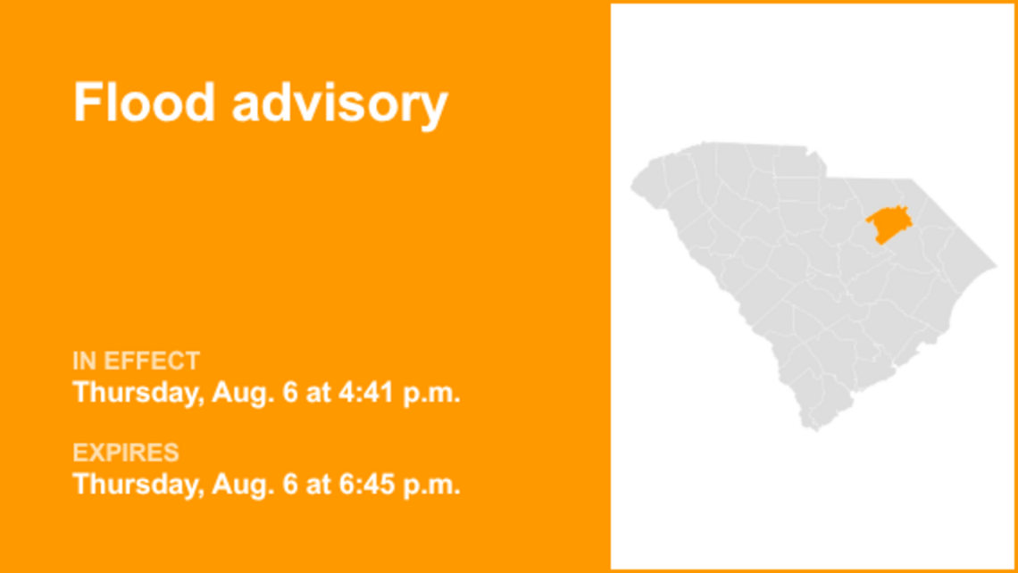 Flood advisory active for Darlington County Thursday evening due to intense downpours 