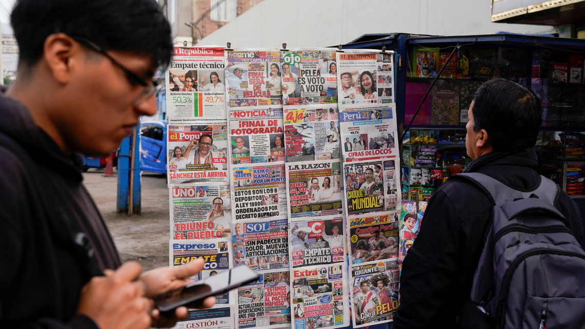 Leftist Sanchez takes lead in polarized Peru election 