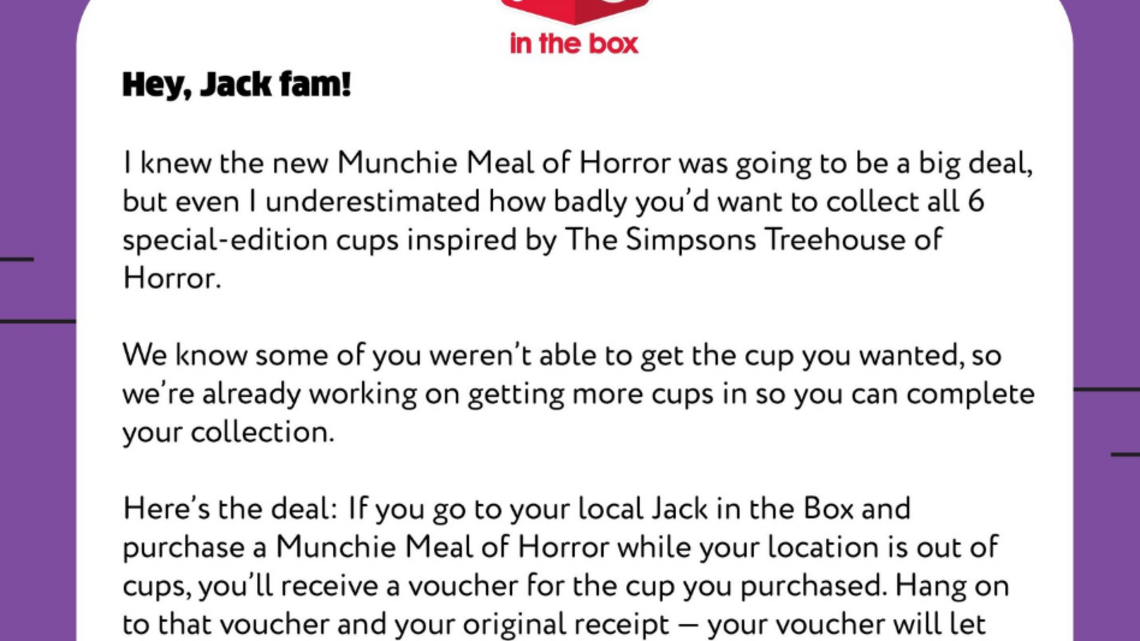 Jack in the Box's Sold-Out ‘Simpsons' Cups Are Coming Back, but Fans Need to Save One Thing 