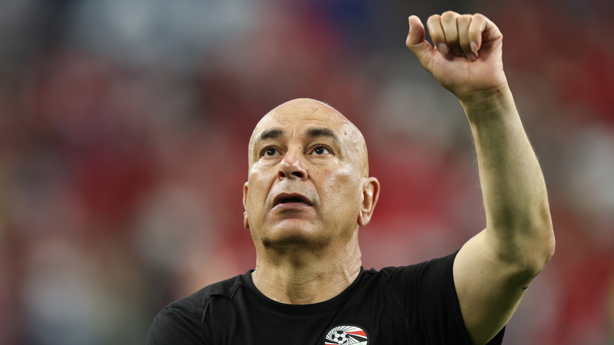 Australia v Egypt: Round of 32 – FIFA World Cup 2026. ARLINGTON, TEXAS - JULY 3: Head Coach Hossam Hassan of Egypt celebrates after winning the FIFA World Cup 2026 Round Of 32 match between Australia and Egypt at Dallas Stadium on July 3, 2026 in Arlington, United States. (Photo by Omar Vega/Getty Images)