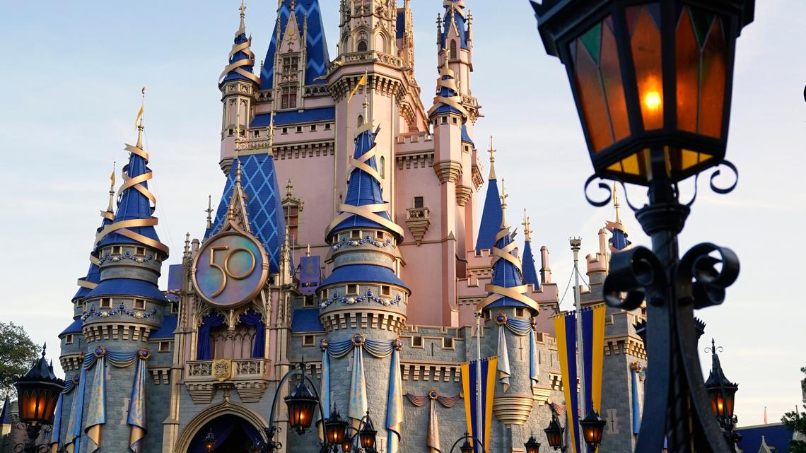 A 2021 photo shows Cinderella Castle at the Magic Kingdom at Walt Disney World at the 50th anniversary of the theme park in Lake Buena Vista.