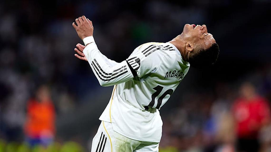  Kylian Mbappé needed a bit of luck to get on the scoresheet. | Alvaro Medranda/Quality Sport Images/Getty Images 