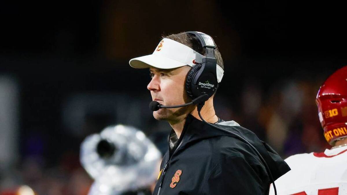  Nov 2, 2024; Seattle, Washington, USA; USC Trojans head coach Lincoln Riley stands on the sideline during the fourth quarter against the Washington Huskies at Alaska Airlines Field at Husky Stadium. Mandatory Credit: Joe Nicholson-Imagn Images | USA TODAY Sports via Reuters Connect 