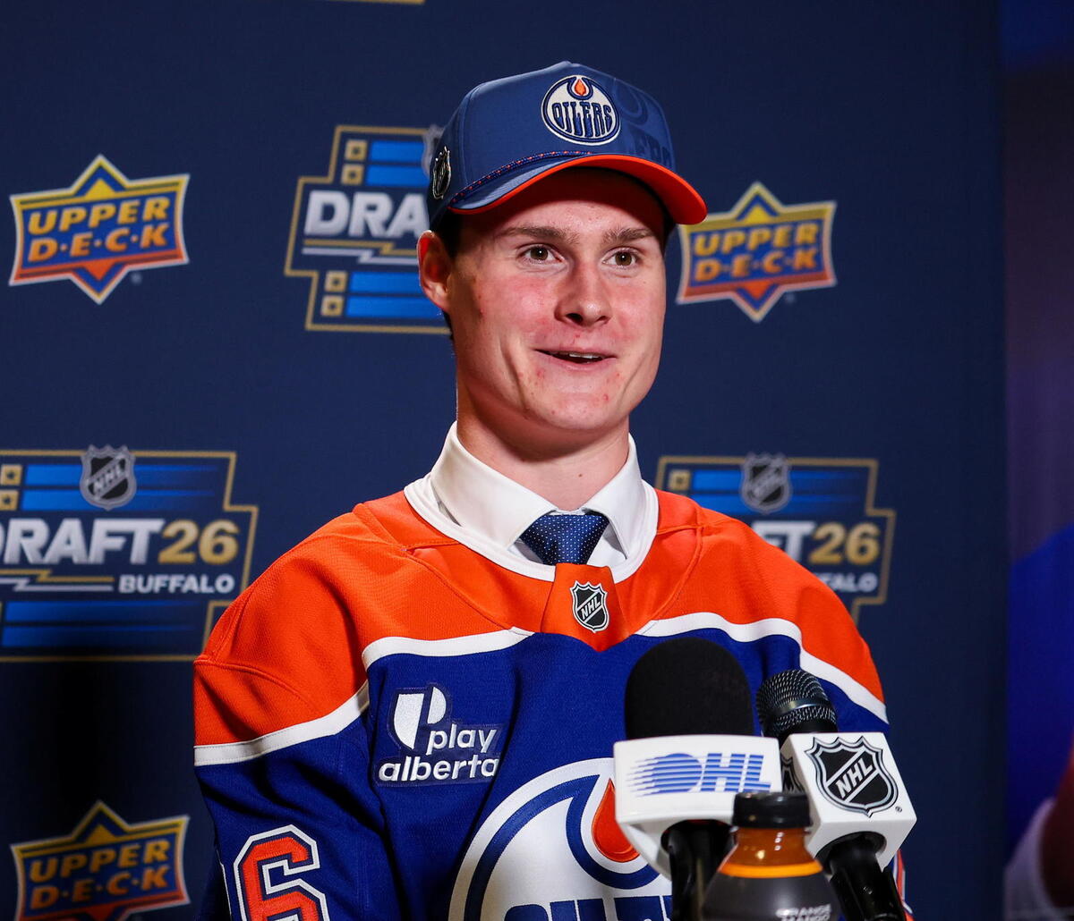  Andrew Robinson had 24 points in 63 games in the OHL this past season and is committed to Providence College in 2027-28. (OHL Images) 