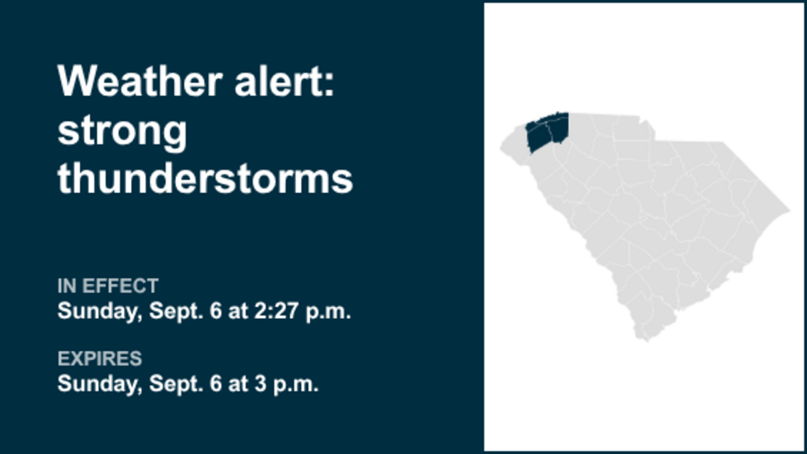 UPDATE: Weather alert for Upstate SC Sunday afternoon, says the NWS 