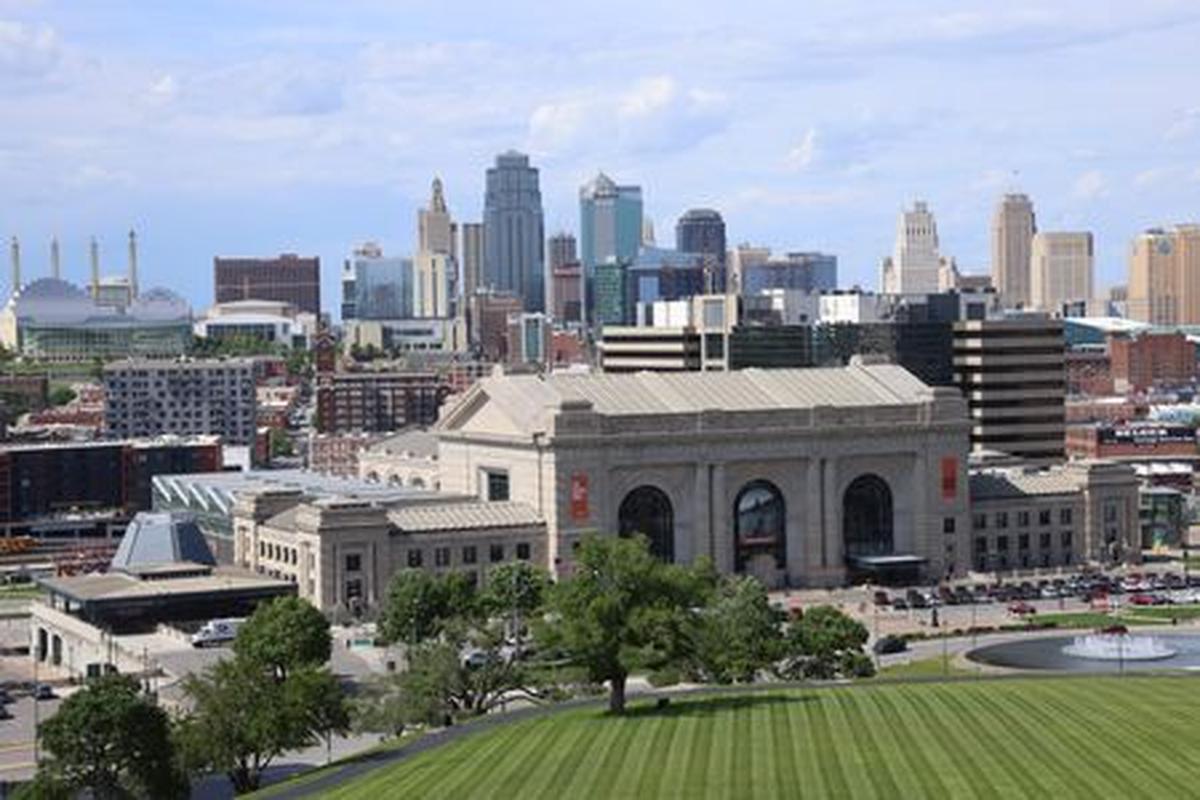 Union Station dominates the skyline of Kansas City as the city prepares to host 2026 FIFA World Cup matches, in Missouri, U.S., May 9, 2026.  REUTERS/Katie Currid