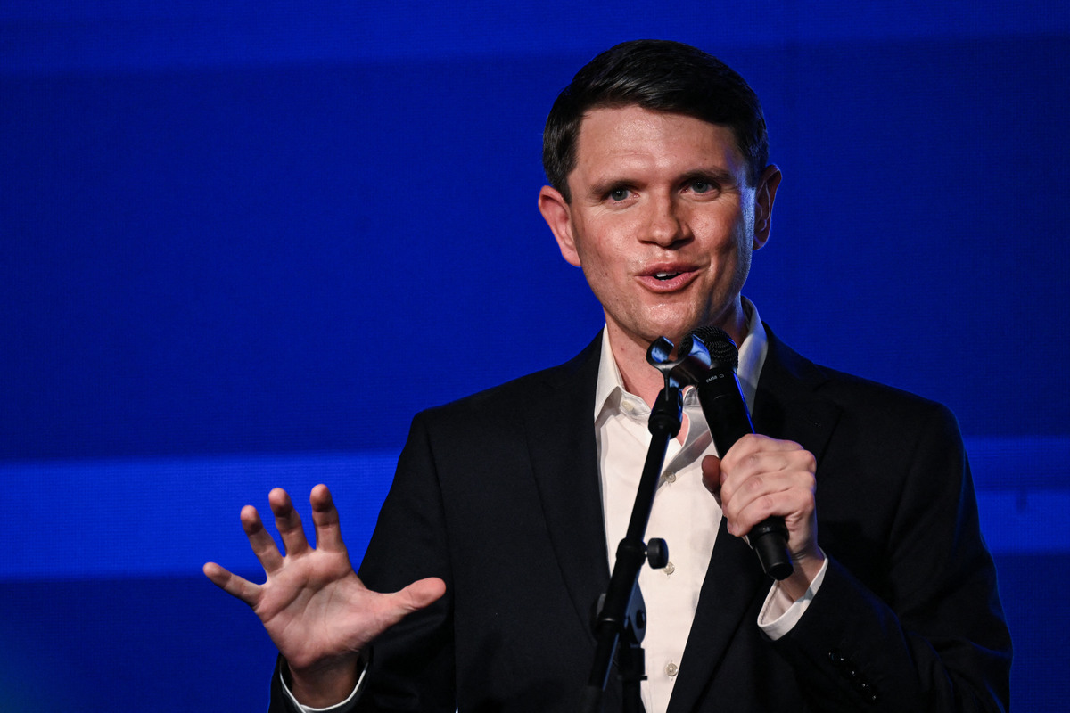  James Talarico speaks during a rally in San Antonio, Texas, on May 29, 2026. 
