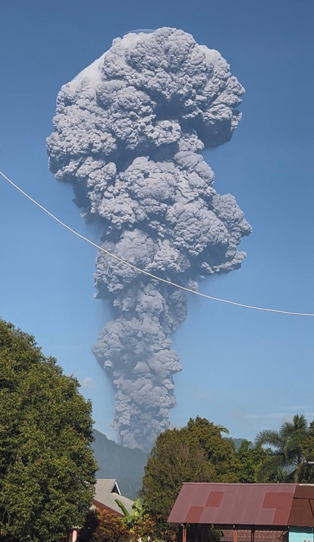 Smoke after the eruption of Mount Dukono in North Halmahera Regency, North Maluku, Indonesia, May 8, 2026, in this screengrab obtained from a social media video. Jhon Frengki Manipa/via REUTERS