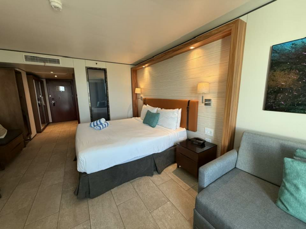 Inside the one-bedroom room on the 10th floor – adults only – at the Sonesta Maho Beach. Photo credit: Jill Robbins