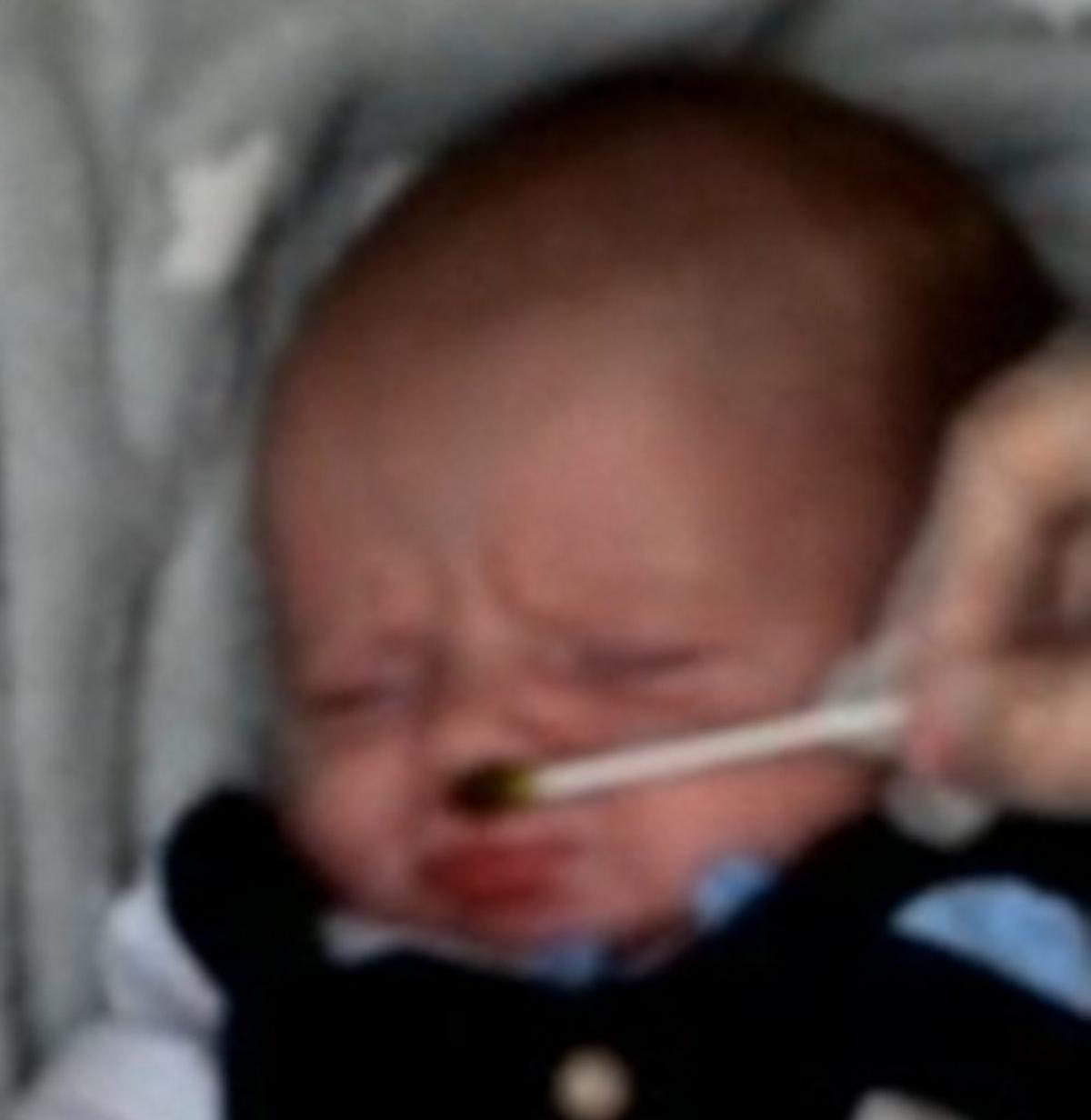  The baby out of the womb smelling kale. (Durham University via SWNS) 