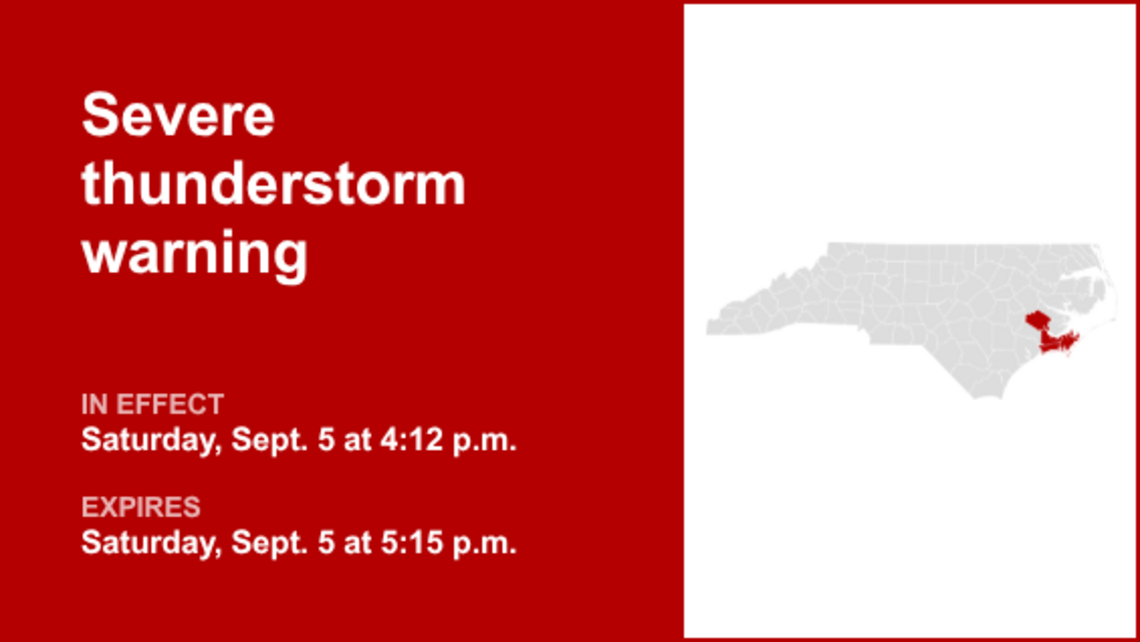UPDATE: Thunderstorms with penny-sized hail in Carteret and Craven counties 