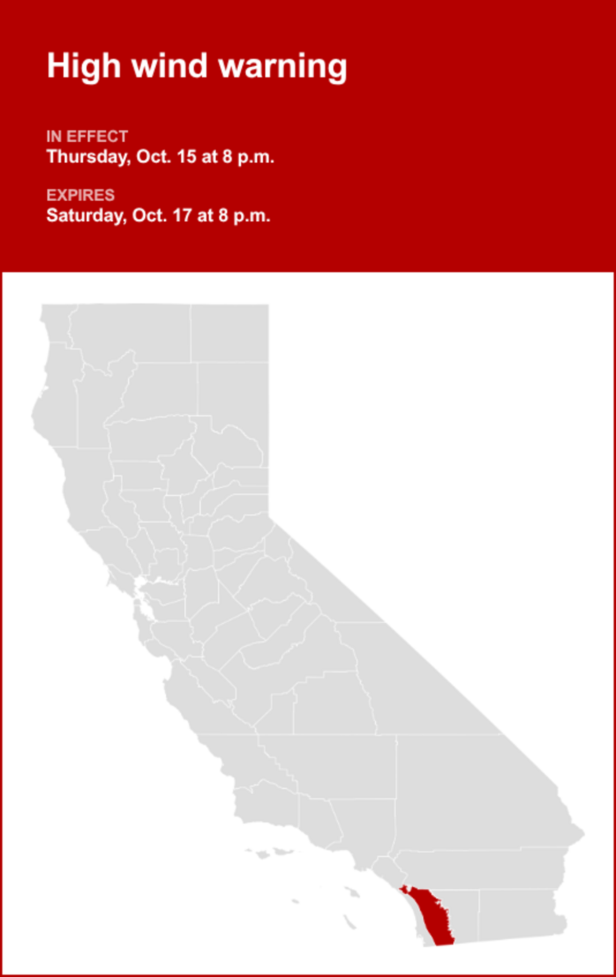 UPDATE: High wind warning issued for San Diego County Inland Valleys ...