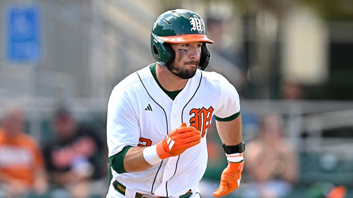  Miami Hurricanes right fielder Derek Williams (No. 2) against Lafayette | Miami Hurricanes Athletics 
