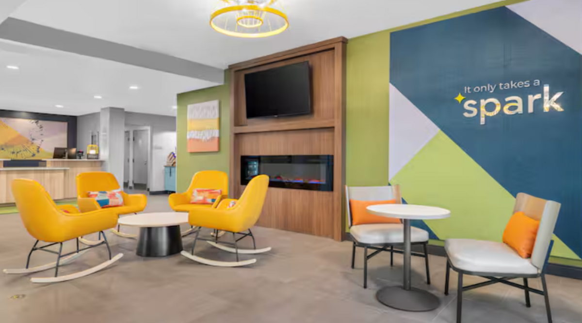  The welcoming lobby of the Spark by  Hilton  Colorado Springs. Photo courtesy of Spark by  Hilton 
