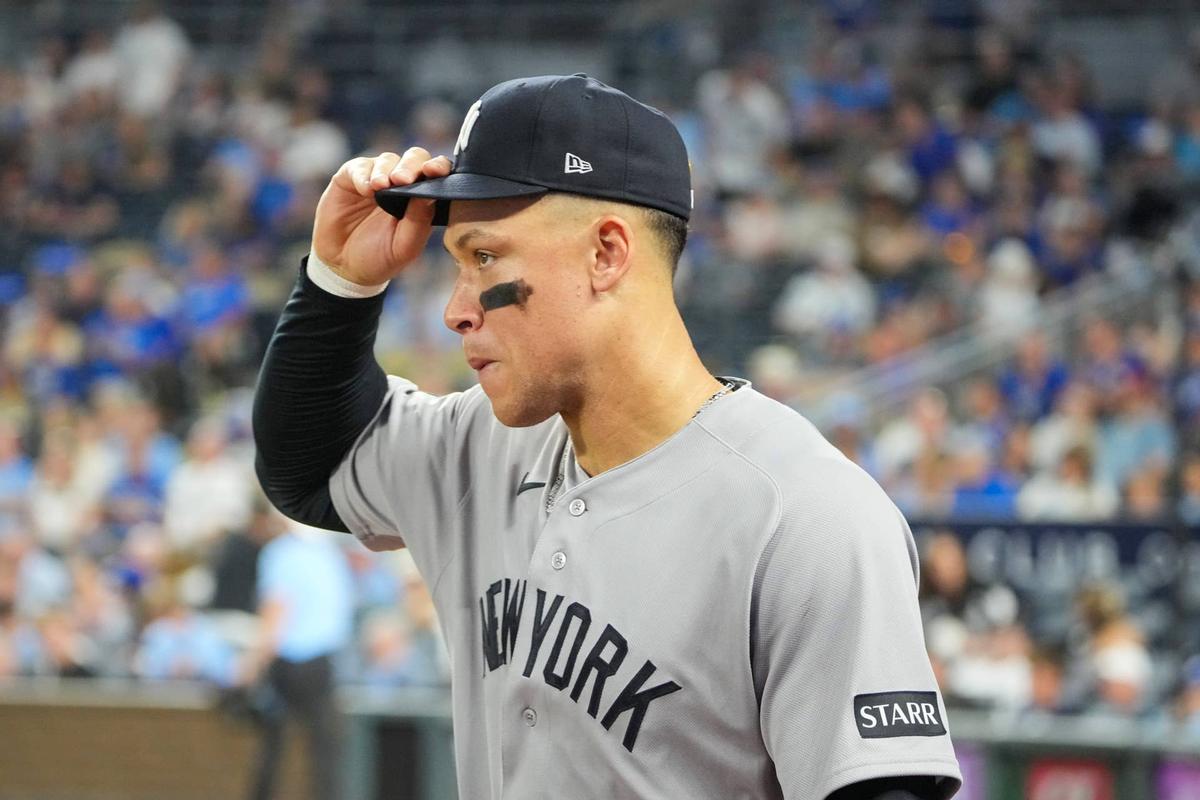  New York Yankees right fielder Aaron Judge (99) against the Kansas City Royals. © Denny Medley-Imagn Images