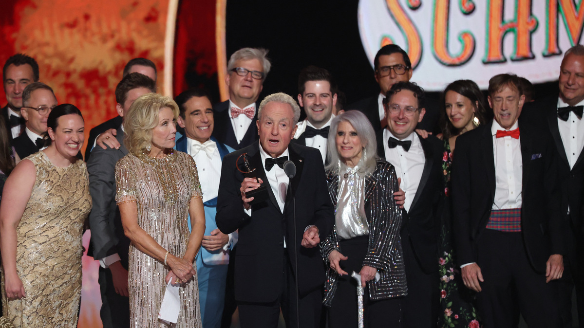 Producer Lorne Michaels receives the Best Musical award for “Schmigadoon!” during the 79th annual Tony Awards in New York City on Sunday.