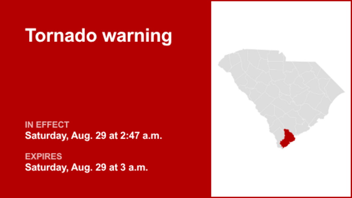 UPDATE: Tornado warning for Beaufort County until 3 a.m. Saturday - take cover now 