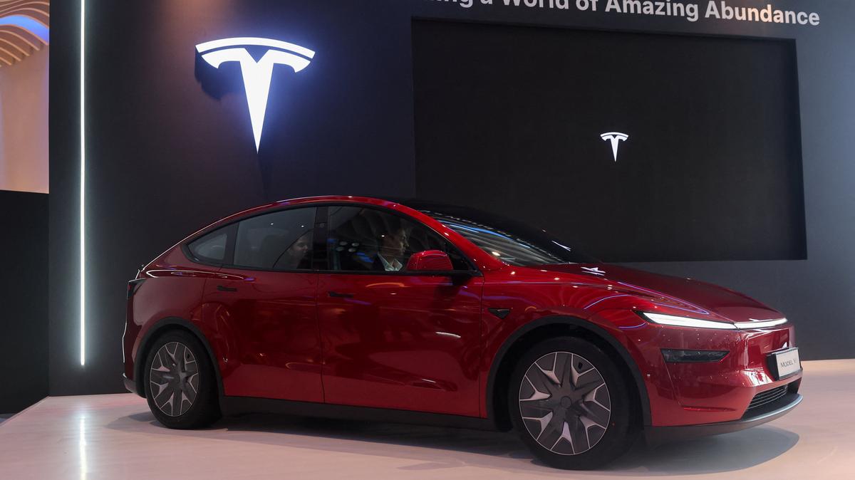 The Tesla Model Y L variant during a launch event in Mumbai, India, April 22, 2026. REUTERS/Francis Mascarenhas
