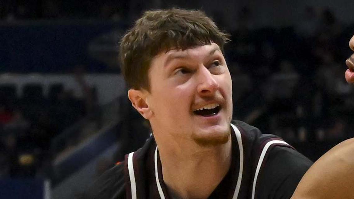  Mar 11, 2026; Nashville, TN, USA; Auburn Tigers guard Keyshawn Hall (7) strips the ball from Mississippi State Bulldogs forward Sergej Macura (11) during the second half at Bridgestone Arena. Mandatory Credit: Steve Roberts-Imagn Images | Steve Roberts-Imagn Images 