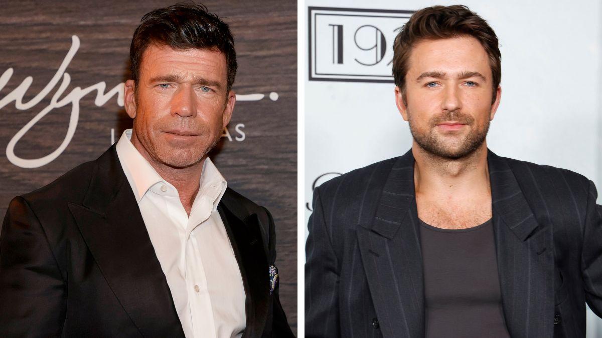 Left: Taylor Sheridan in 2021 ; Right: Brandon Sklenar in 2025Ethan Miller/Getty; Frazer Harrison/Getty