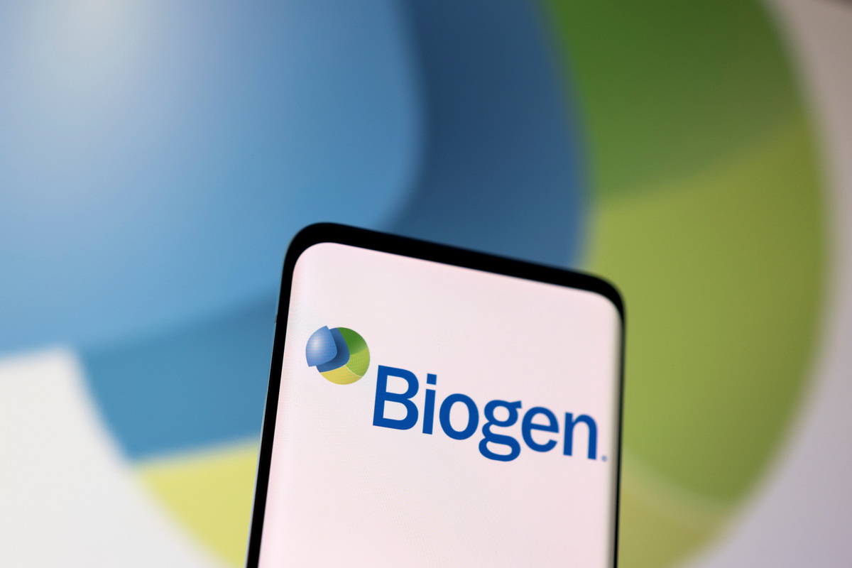 Biogen logo is seen displayed in this illustration taken, May 3, 2022. REUTERS/Dado Ruvic/Illustration