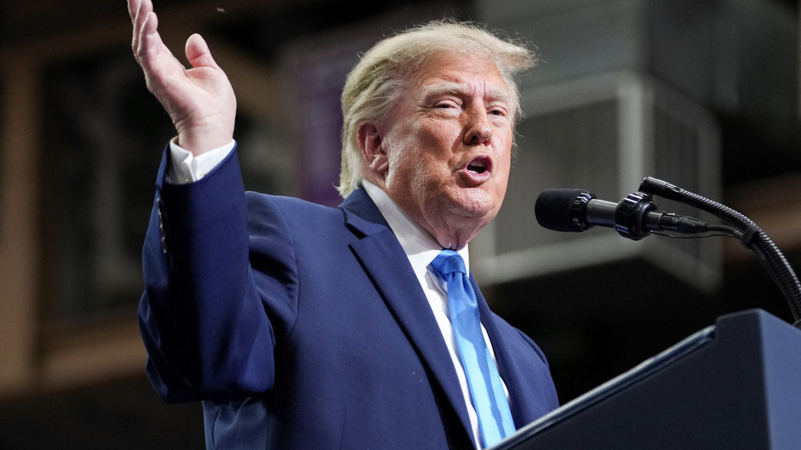 Trump holds Nebraska rally in bid to keep deep-red state in Republican column 