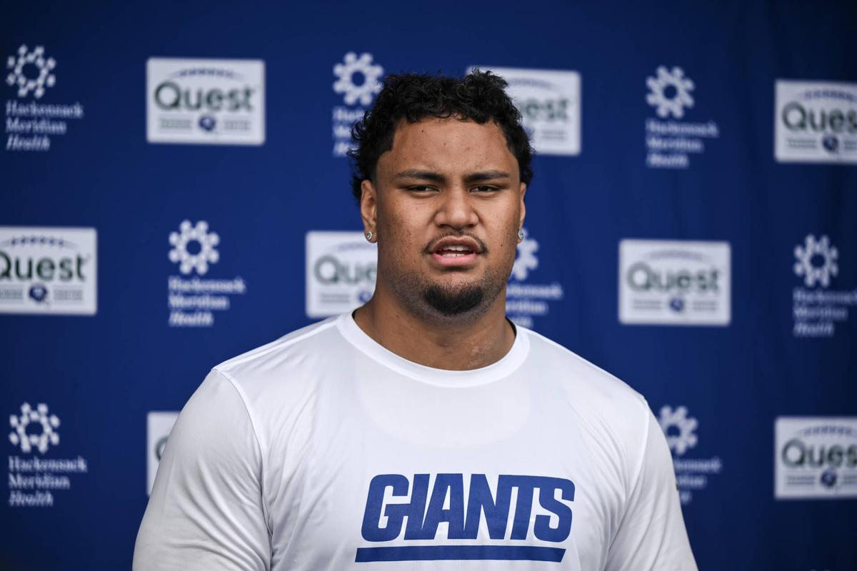  New York Giants offensive lineman Francis Mauigoa (65). John Jones-Imagn Images