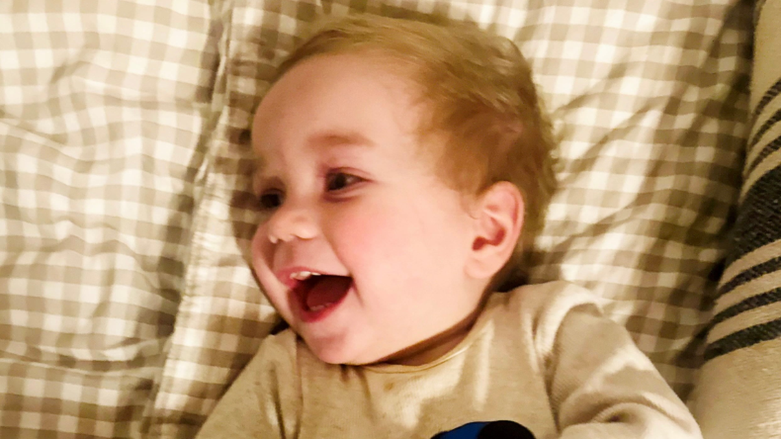 Little Atlas underwent open-heart surgery after experiencing unusual breathing. (Tansy Simpson via SWNS). 