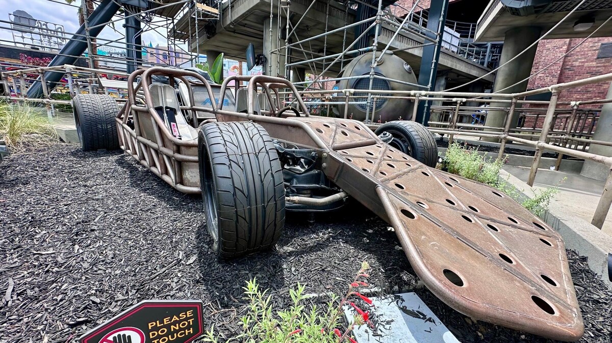 A replica of the Ramp Car in the Fast & Furious: Hollywood Drift ride queue at Universal Studios Hollywood. (Photo by Brady MacDonald, Orange County Register/SCNG)