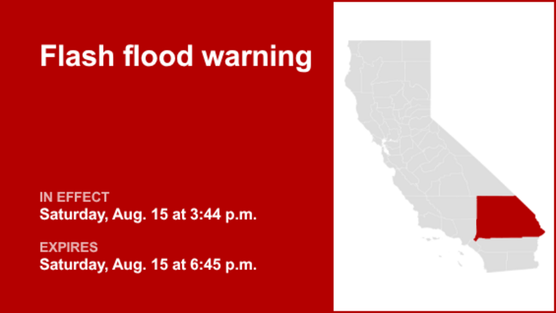 UPDATE: The current flash flood warning for San Bernardino County will be expiring at 7:45 p.m. 