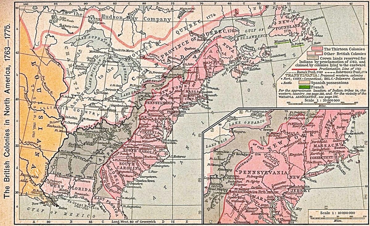  Map of the British colonies in North America from 1763 to 1775. Universal History Archive/Universal Images Group via Getty Images 