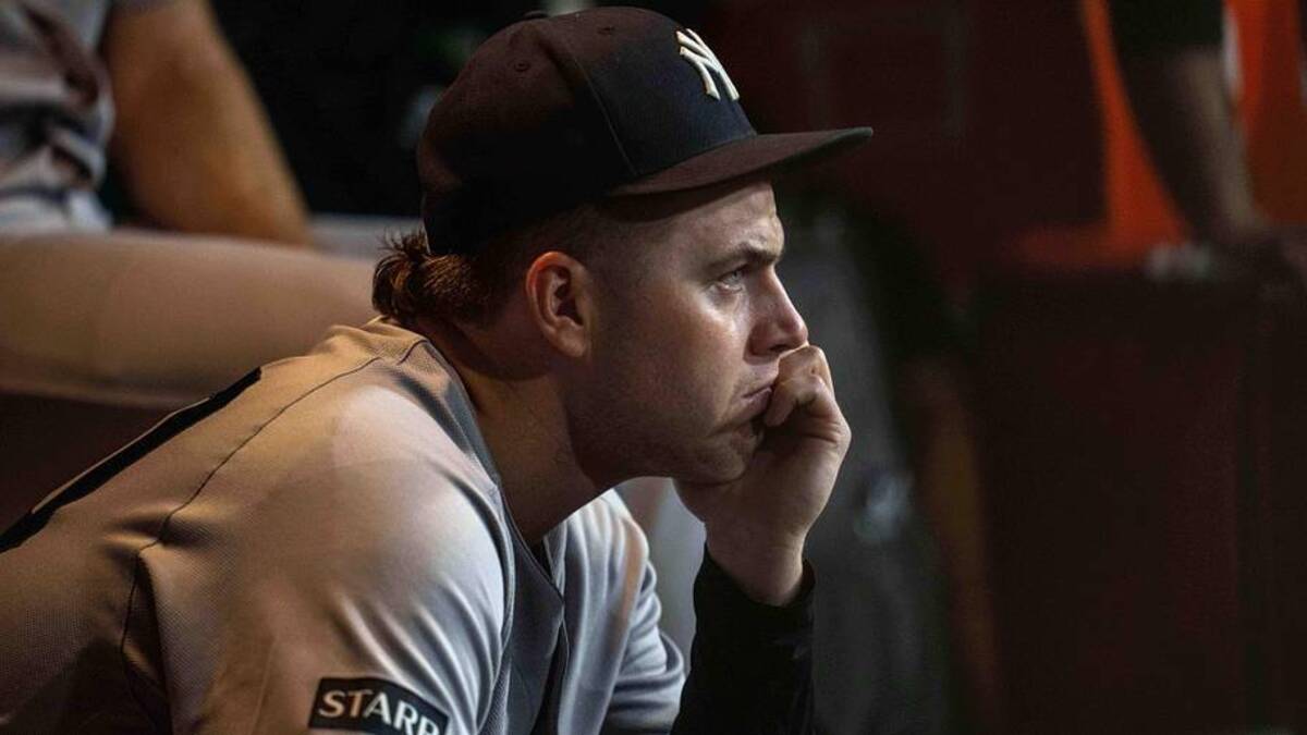  New York Yankees starting pitcher Ryan Weathers (40) looks on during the 9th inning against the Athletics at Sutter Health Park. | Neville E. Guard-Imagn Images 