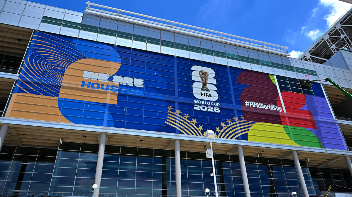 Houston Prepares to Host FIFA World Cup 2026. A general view of FIFA World Cup 2026 signage at Houston Stadium on June 02, 2026 in Houston, Texas.