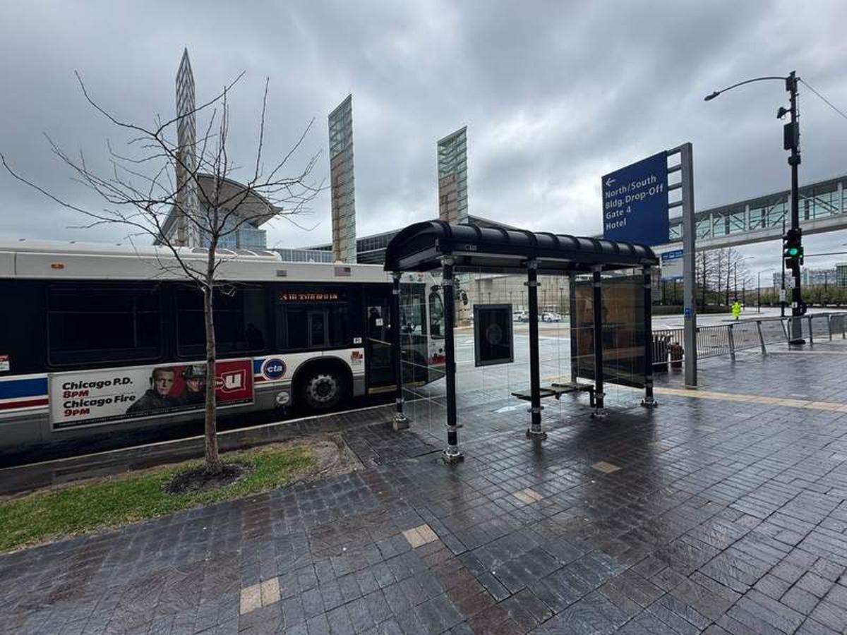  The CTA bus arrives at our stop on its route from the hotel to the tournament venue, offering a simple, affordable, and easy way to get around the city. Photo credit: Emily Molina 