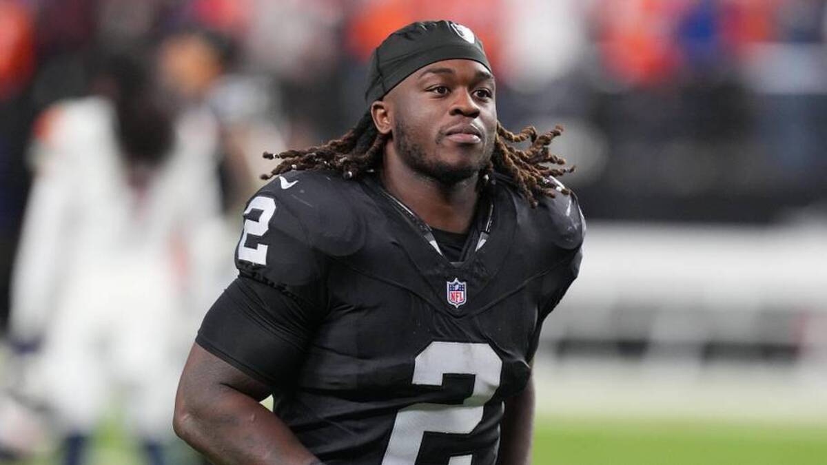  Dec 7, 2025; Paradise, Nevada, USA; Las Vegas Raiders running back Ashton Jeanty (2) leaves the field following a game against the Denver Broncos at Allegiant Stadium. Mandatory Credit: Stephen R. Sylvanie-Imagn Images | Stephen R. Sylvanie-Imagn Images 