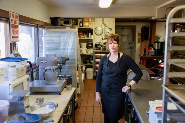  Liz Chadwick came to Sterling College as a student and, like many alumni, settled in the area; she now teaches food systems at the college. Graduates "build families here," says Chadwick. Credit: Oliver Parini for The Hechinger Report