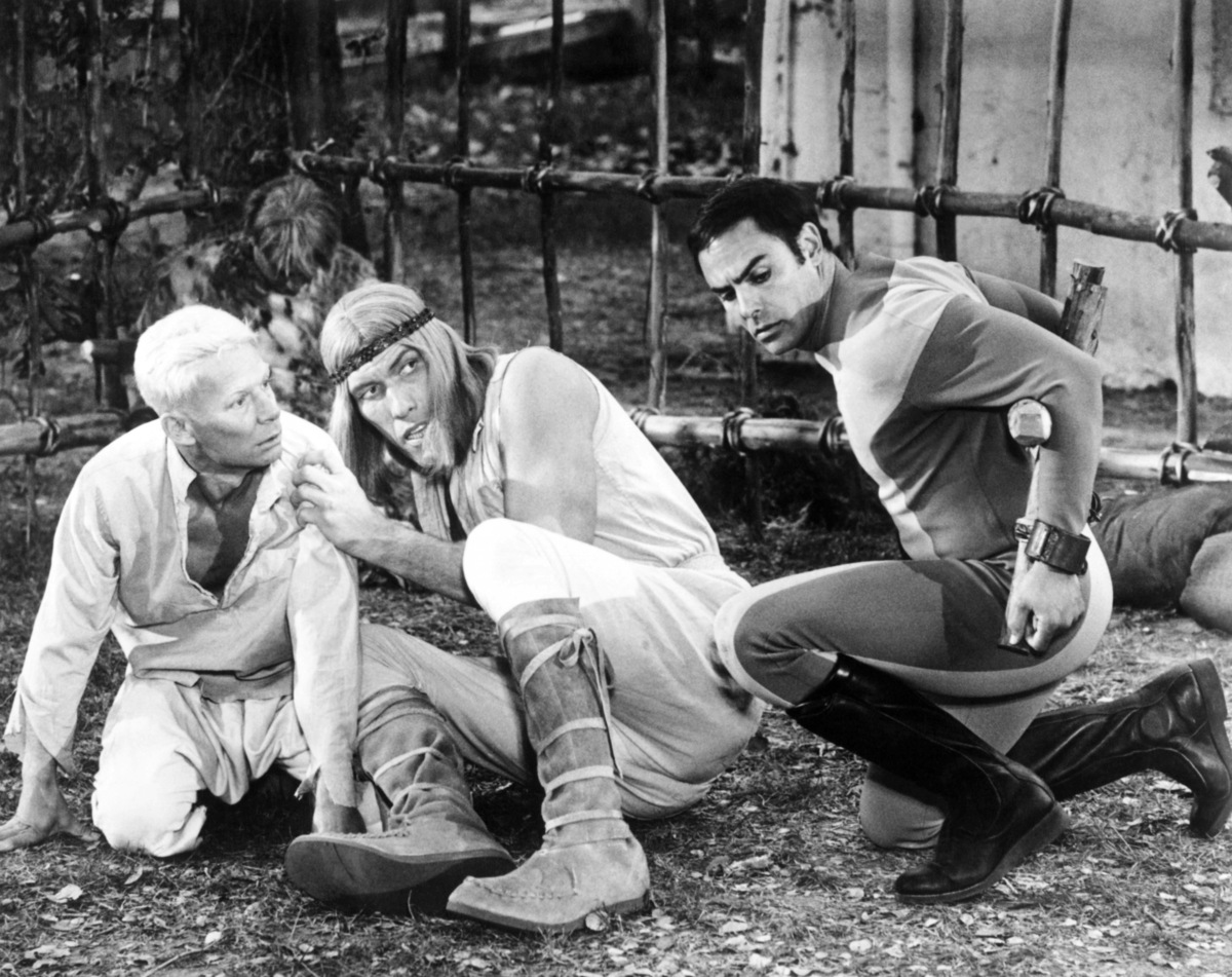 From the second ‘Genesis II’ TV movie, ‘Planet Earth,’ (from left): Christopher Cary, Ted Cassidy, John Saxon, 1974Courtesy the Everett Collection