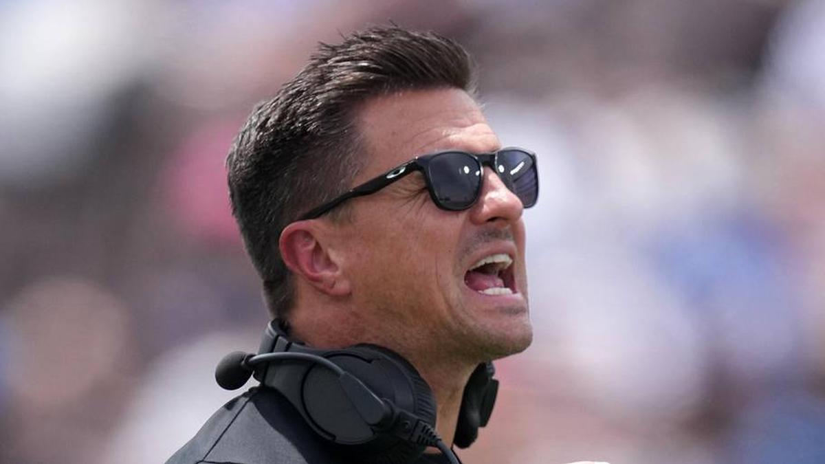  May 2, 2026; Pasadena, CA, USA; UCLA Bruins coach Bob Chesney reacts during the spring game at Rose Bowl. Mandatory Credit: Kirby Lee-Imagn Images | Kirby Lee-Imagn Images 