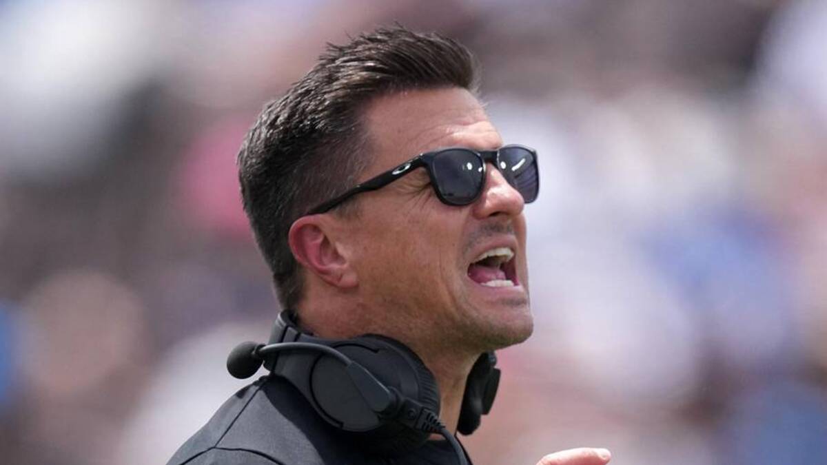  May 2, 2026; Pasadena, CA, USA; UCLA Bruins coach Bob Chesney reacts during the spring game at Rose Bowl. Mandatory Credit: Kirby Lee-Imagn Images | Kirby Lee-Imagn Images 